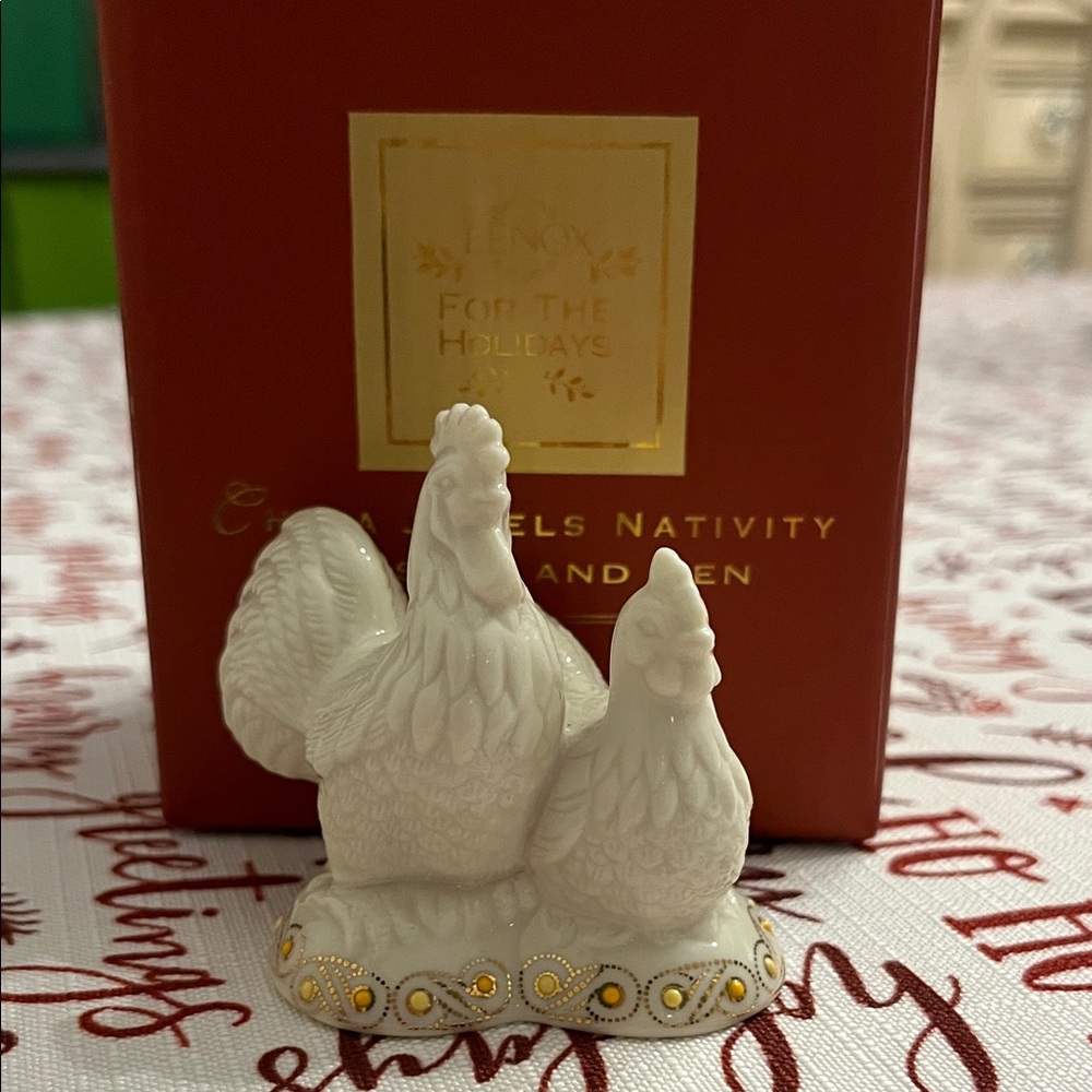 Lenox China Jewels Nativity Rooster & Hen Box